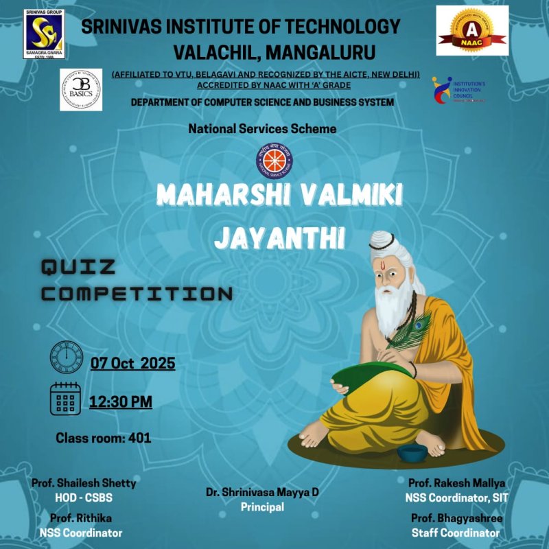 Quiz Competition on Maharshi Valmiki Jayanthi