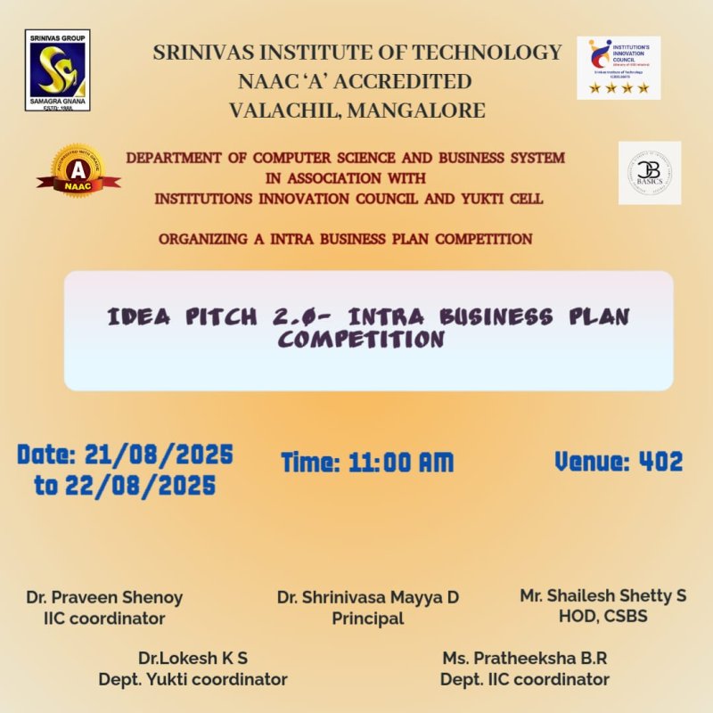 IDEA PITCH 2.0: INTRA BUSINESS PLAN COMPETITION