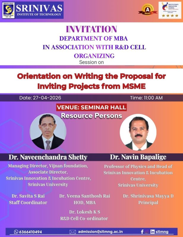 Orientation on Writing the Proposal for Inviting Projects from MSME
